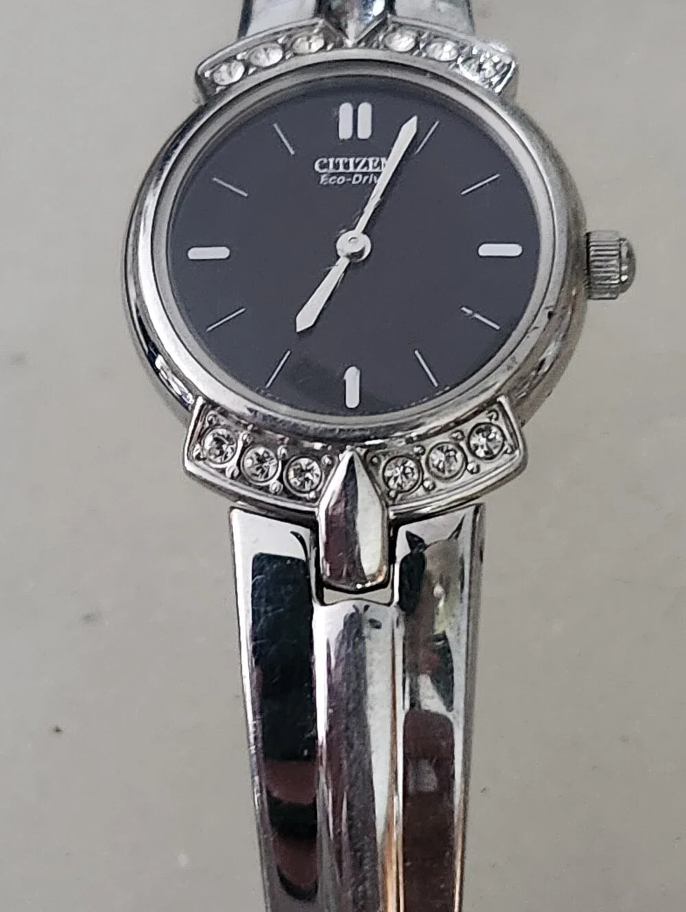 Citizen Eco Drive Silhouette Black Dial Ladies Silver Tone Watch